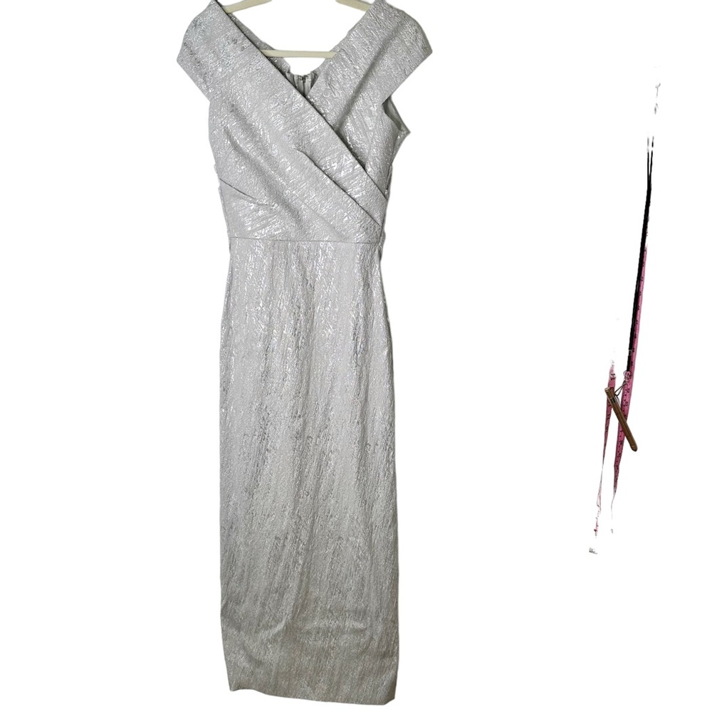 Rickie Freeman for Teri Jon Metallic Jacquard Evening Gown Wedding Prom Dress 10 - Picture 4 of 14